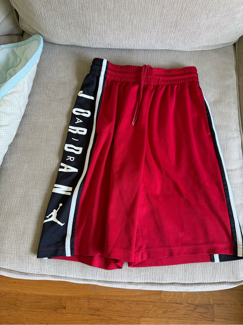 Jordan Red Athletic Shorts with Black Side Panels